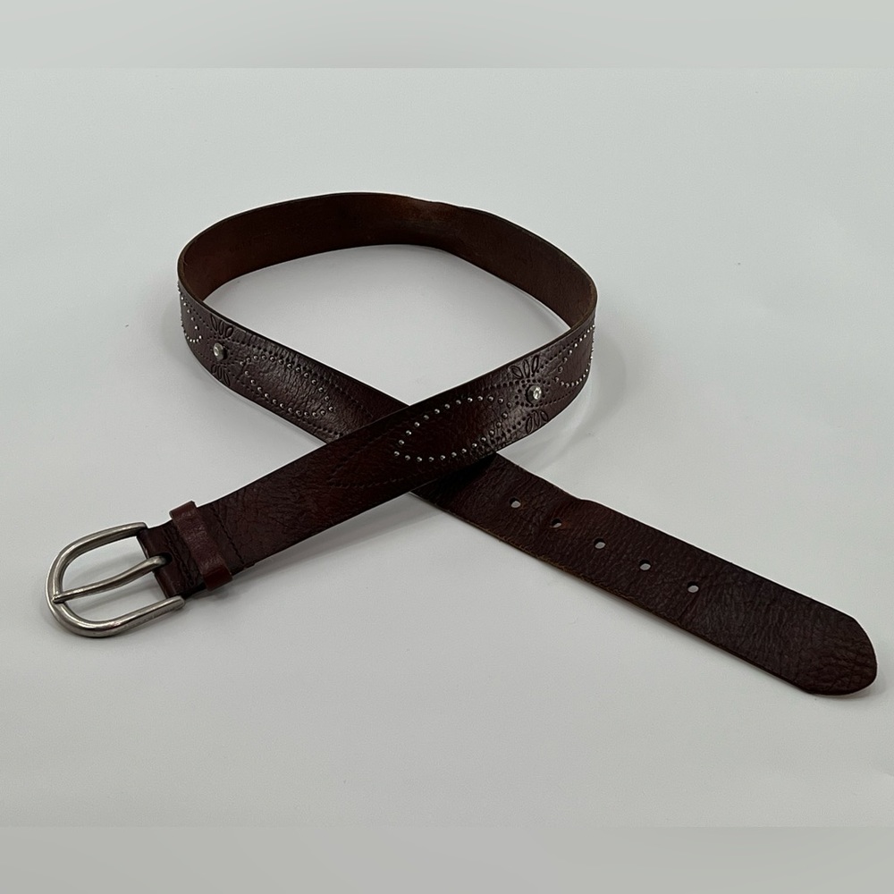 Vintage Fossil Brown Leather‎ Studded Belt 40
